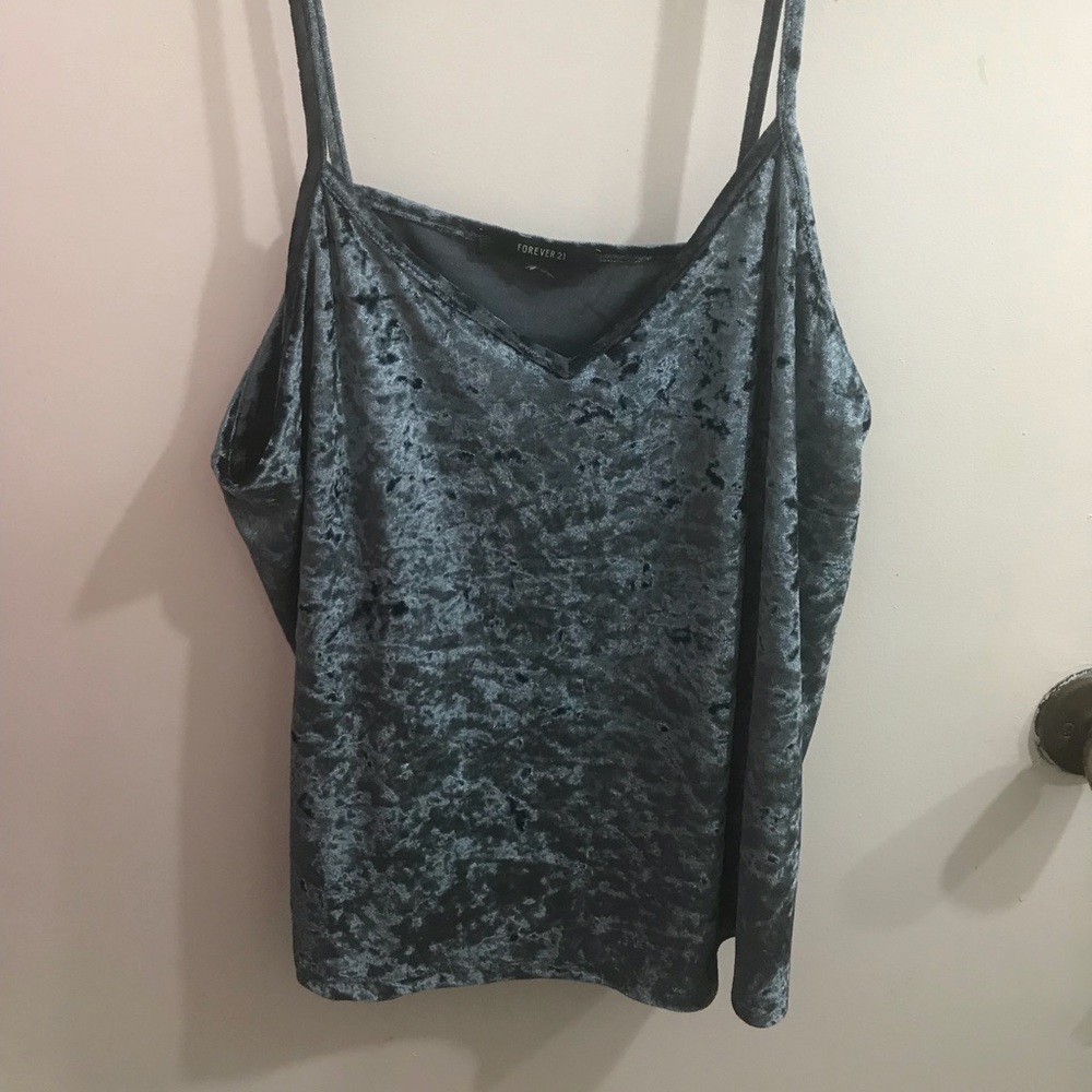 Forever 21 Blue Velvet Tank Size Large